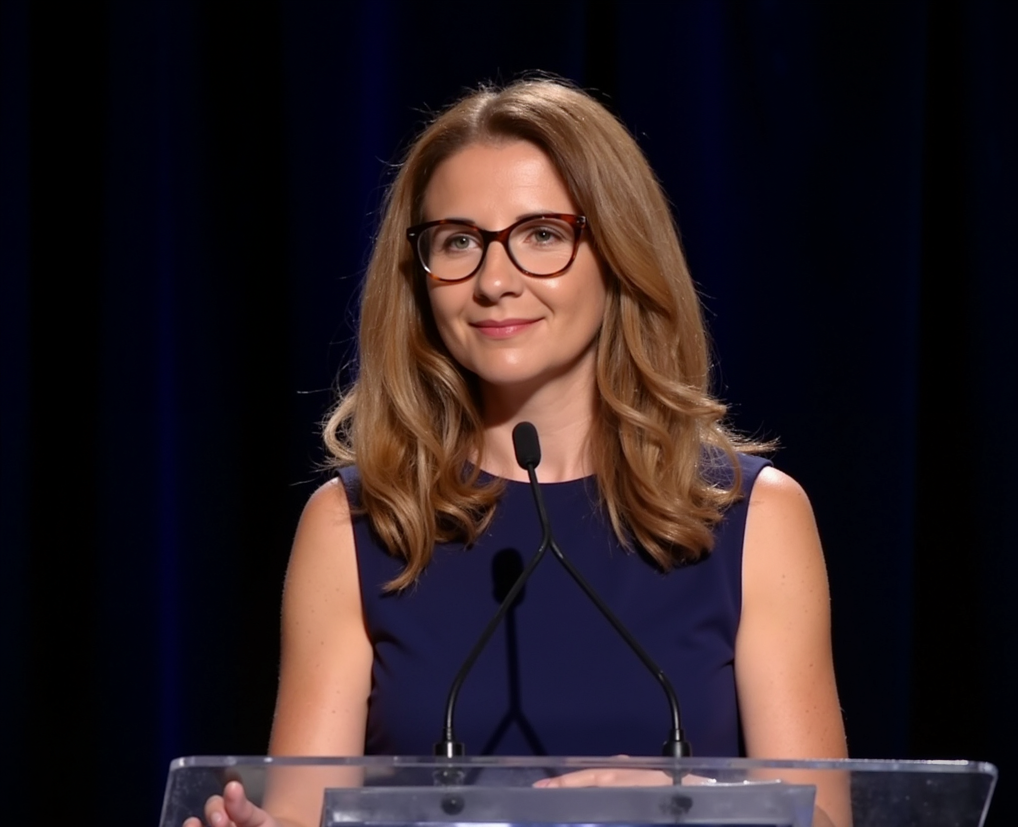 Juliett speaking at a conference